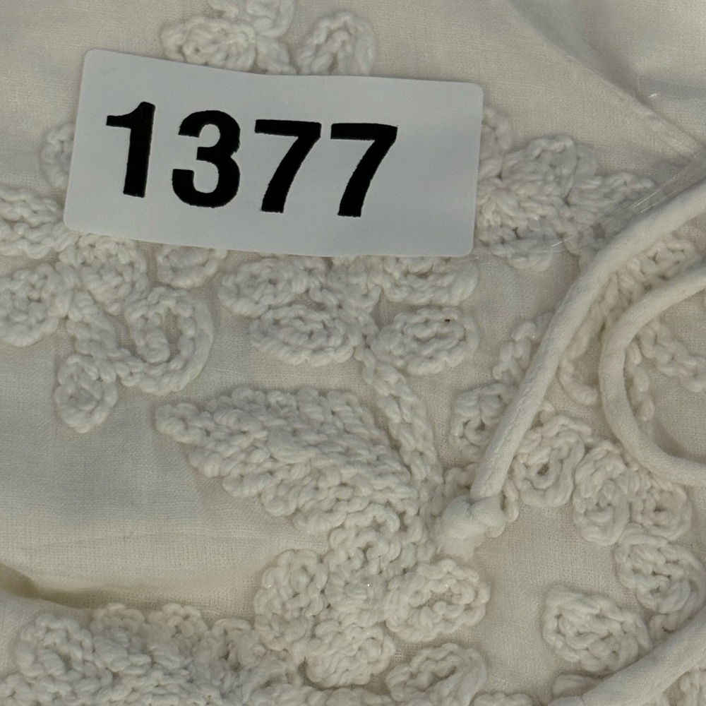 Philosophy Peasant Top Cream White Split Drawstring V Neck Size SP Embroidered - Picture 4 of 11